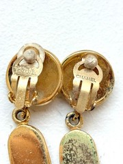 Chanel 1960s Vintage Goldtone Thermometer Dangling Clip On Novelty Earrings