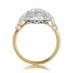 Lab Created Diamond Art Deco Style Round Cut Engagement 14K Yellow Gold FN Ring