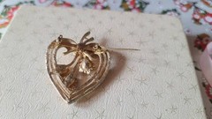 Aurora Borealis Crystal Heart Flower Brooch