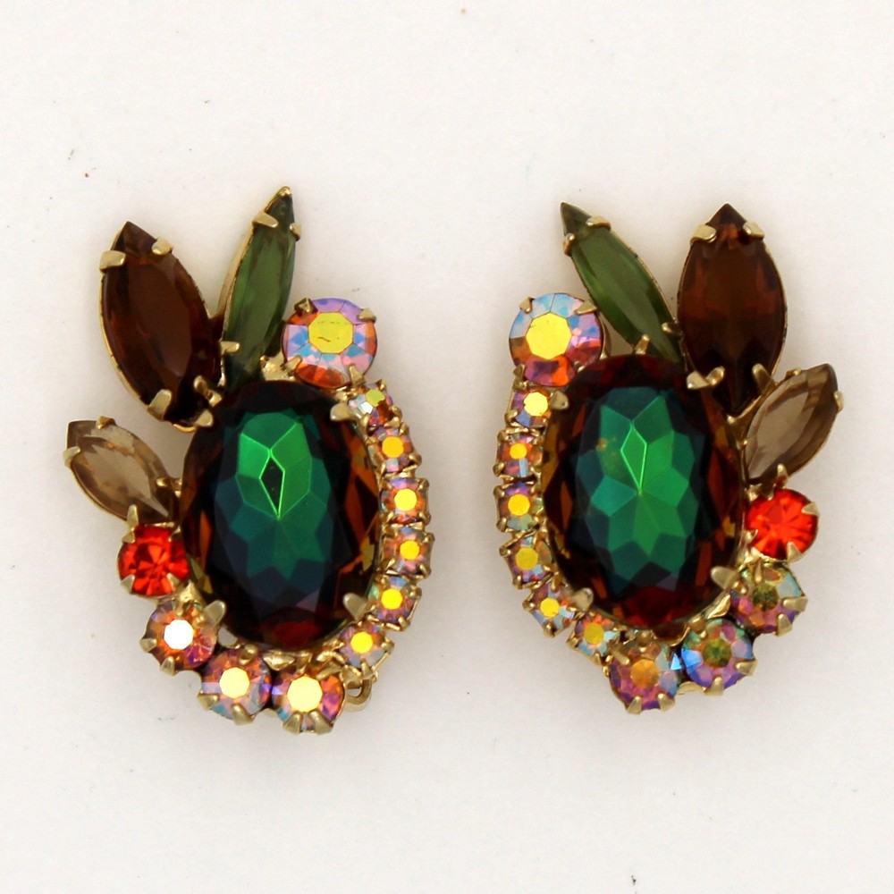 Verified 5120 D&E Juliana Fall Watermelon Heliotrope Vitrail Rhinestone Earrings