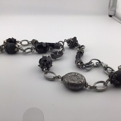 Vtg Necklace 36” SilverT Opera Length Whimsygoth Y2K Boho Chic Station Style