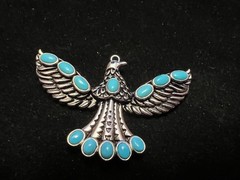 Southwest Style JTV™ Sleeping Beauty Turquoise Rhodium Over Silver Eagle *READ**