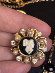 Vintage Costume Jewelry Lot 6 Pc Signed Camco And Portrait Brooch Mod Necklaces