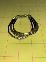 RLM Studio Robert Lee Morris Sterling 925 Silver black Leather 4 Strand Bracelet