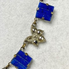 Vintage Art Deco Sterling Silver Costume Glass & Blue Sodalite Jewelry Lot As Is