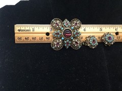 Vintage ART Author Pepper Brooch And Clip Earrings