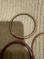 3 Vintage Bangles Wood, Leather, And Gold Tone