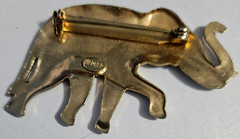 Vintage Elephant Brooch Blue’s and White Enamel 2.0 in by 1.5 in signed Warner
