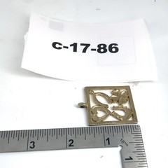 Vintage Gold Tone Good Luck Symbols Square Pendant Horseshoe Clover Heart Boho