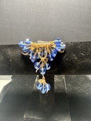 Vintage Aurora Borealis Blue Crystal And Rhinestone Modernist Brooch/Pin