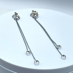 Silver-Tone Bezel Faceted Rhinestone Dangle Long Linear Drop Clip-On Earring