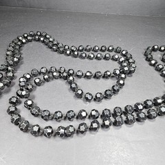Vintage BLACK Faceted BEAD NECKLACE 72″ Flapper Acrylic SHIMMERING Versatile