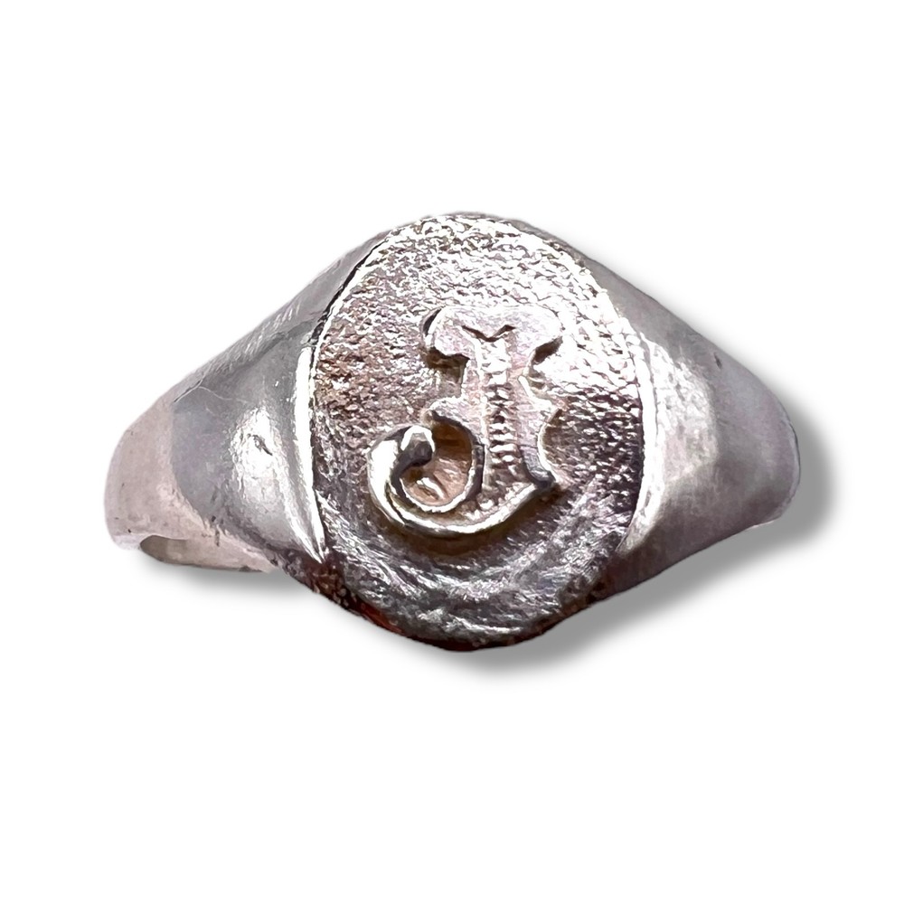 Initial J Signet 925 Vintage Sterling Silver Child Baby Letter Ring Size 3
