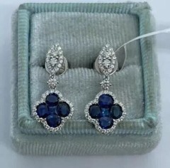 Round Cut Lab Created Diamond Drop/Dangle Special Earrings 14K White Gold Plated