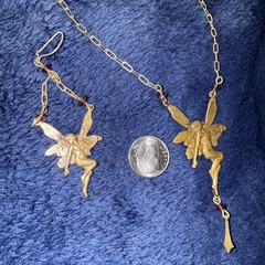 Kingston NY Necklace Nymph Fairy With Wings Plus One Earrings 20” Free Earring