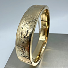 Vintage B.A. Ballou 1/20 12K Gold Filled Cuff Hinged Bracelet 22.3g, 12mm Sz 6.5