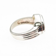 925 Sterling Silver Vintage Real Lime Green Quartz Modernist Ring Size 6.25
