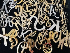 100 Vintage INITIAL Letter Brooch Pins Lot 35 Signed Trifari Sarah Anne Klein
