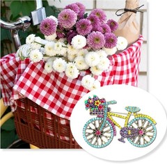 Vintage Bicycle Rhinestone Brooch Pin Elegant Colorful Jewelry Accessory Gift