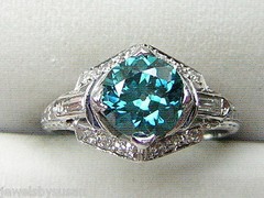 1.65ct OLD EUROPEAN CUT BLUE DIAMOND SOLITAIRE ring PLATINUM NATURAL DIAMONDS