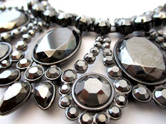 Vintage MASSIVE CAROLEE LUX Gun Metal Grey Statement Necklace 6710