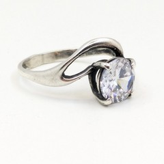 Vintage Elegant RING Silver 925 with Bright Stone-size: 7.5US(17.5mm) Ukraine#16