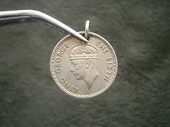 George VI Malaya 10 Cents Coin Bracelet Charm Pendant 1950 ~ 3.0g