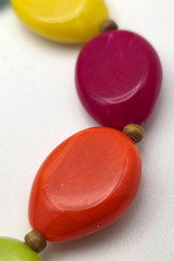 Vintage Lucite Necklace Colorful Marbled Oval Beads 36 In Fruit Salad Statement