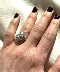 Vintage 14k white gold diamond and deco filigree ring