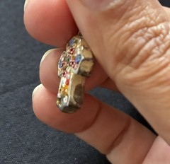 Vintage Tiny Cross Pendant Tiny Flowers Italy #SL4