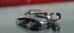 10k white gold pendant 0.10ct natural diamond heart charm vintage 1.16gr N3318
