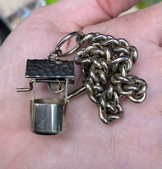 Vintage MARINO Large Jumbo Charm 7.75″ Bracelet Wishing Well Silver Tone