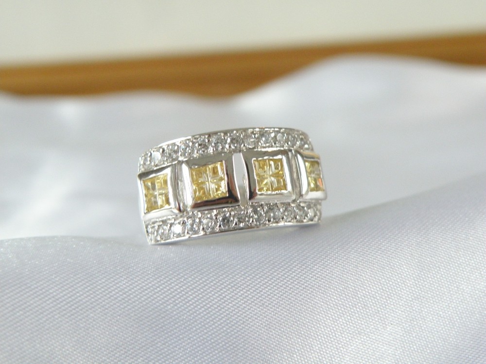 Victoria Wieck Sterling Silver 925 Channel Set Yellow CZ Ring Size 8