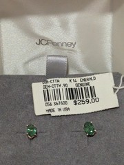 Vintage Genuine Oval-cut Emerald & 14K Gold Stud Earrings. New in JC Penny’s Box