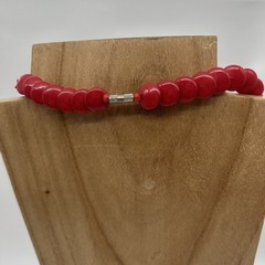 Retro Necklace Plastic Red Disc Bead Necklace Vintage Rockabilly 39cm