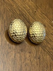 Vintage Carolee Earrings Studs Gold Tone Textured Oval Clip-Ons Signed!