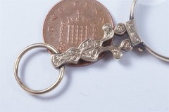ANTIQUE ENGLISH VICTORIAN 9K GOLD FOLDING LORGNETTE / QUIZZING GLASS c1880
