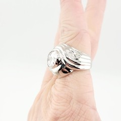 Vtg Sz 8 Ring ESPO Band Dome Oval Cubic Zirconia Swirl 14KGE Jewelry J ESPOSITO