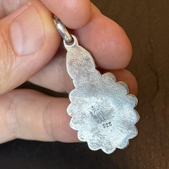 Statement Sterling Silver Designer Jade Pendant Vintage Elaborate 13g 9h