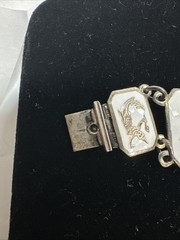 Vintage Siam Sterling Silver White Enamel Dancer Panel Bracelet 32g