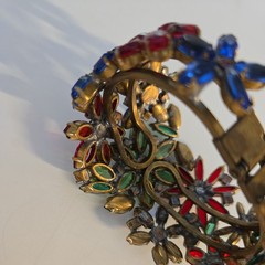 Miriam Haskell Floral Rhinestone Clamp bracelet.