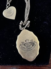 Juicy Couture Triple Chain Gold Tone Necklace Mirrored Charms 18”