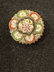 Vintage Micro Mosaic Floral Brooch made in Italy