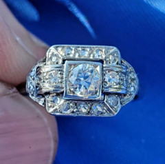 NATURAL EARTH MINED DIAMOND Original Antique Engagement Ring Deco Solitaire 14K