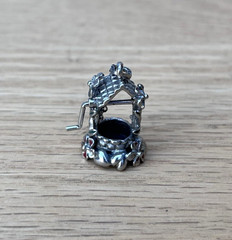 Vintage Beau Wishing Well Sterling Silver Charm Pendant Bracelet & Necklace 1″