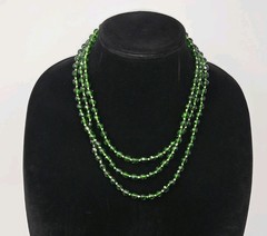 Faceted Green Glass Vintage Necklace 60 Inches Long Knotted No Clasp Czech?