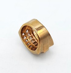 Vtg Sz 6 Ring 3 Rows Square Cubic Zirconia 18KGE Gold Electroplated Jewelry