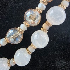 Womens Gold Tone Chain Two Strand Rhinestone Pendant Beaded Necklace Chic 22″