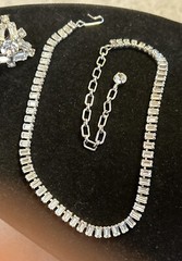 Vtg Gorgeous B. David Rhinestone Necklace Brooch & Screw Back Earrings