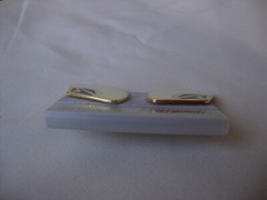 VINTAGE SAMUEL HUANG SIGNED CLOISONNE RETRO ABSTRACT BLACK WHITE ENAMEL EARRINGS